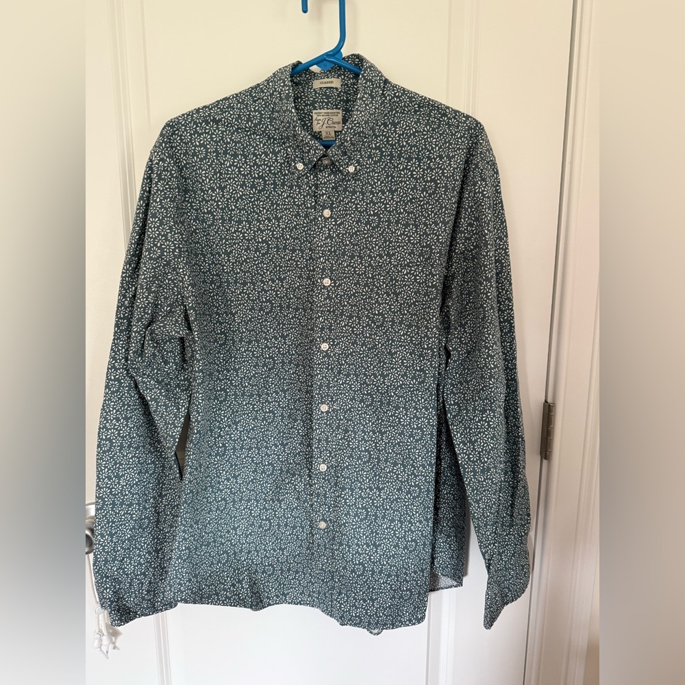 J. Crew Navy and White Casual Button Down Shirt XL